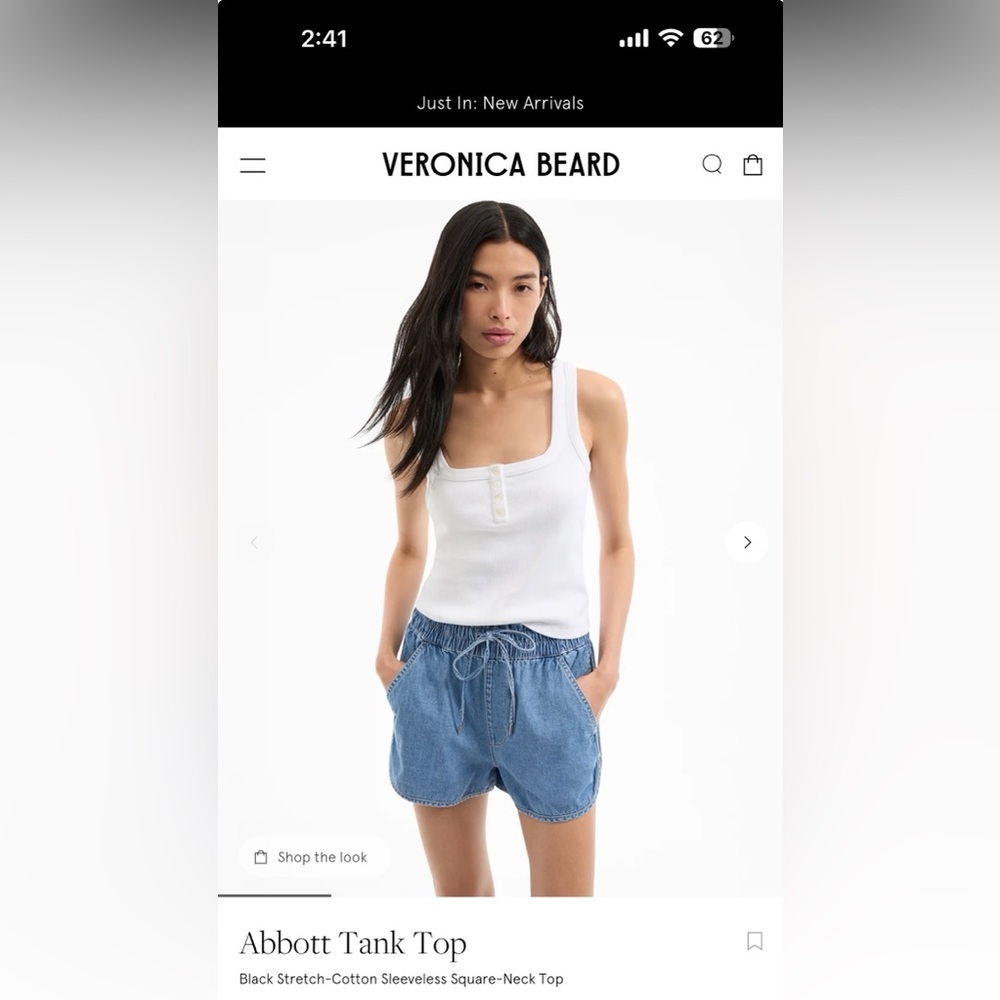 Veronica beard abbot tank white nwt